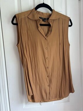 Theyskens' Theory Sleeveless Button-Down Top in Camel